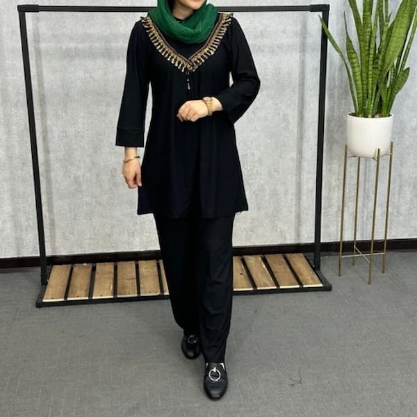 تصویر 5 از قیمت تونیک شلوار ابروبادی مشکی + خرید باور نکردنی